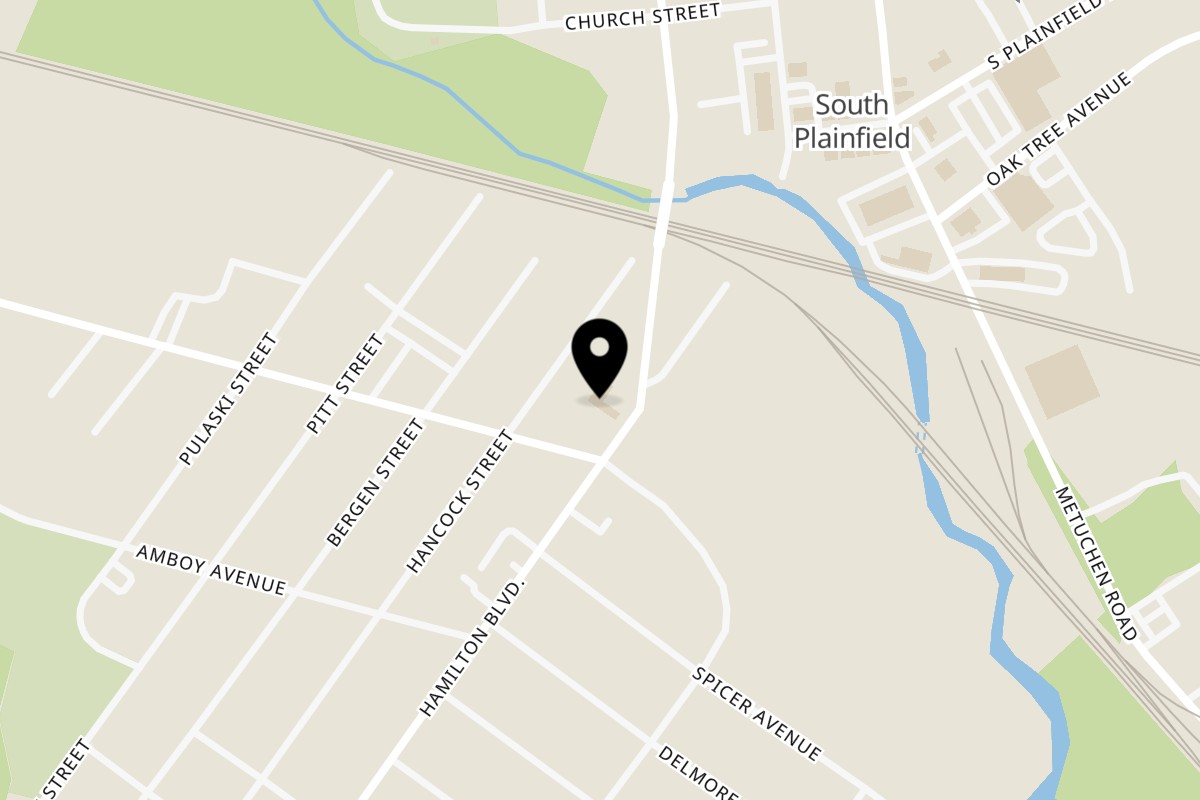 Map showing the location of Hometown Heros on 340 Hamilton Blvd in South Plainfield